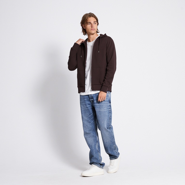 Basic zip hoodie "Rocky" Brown